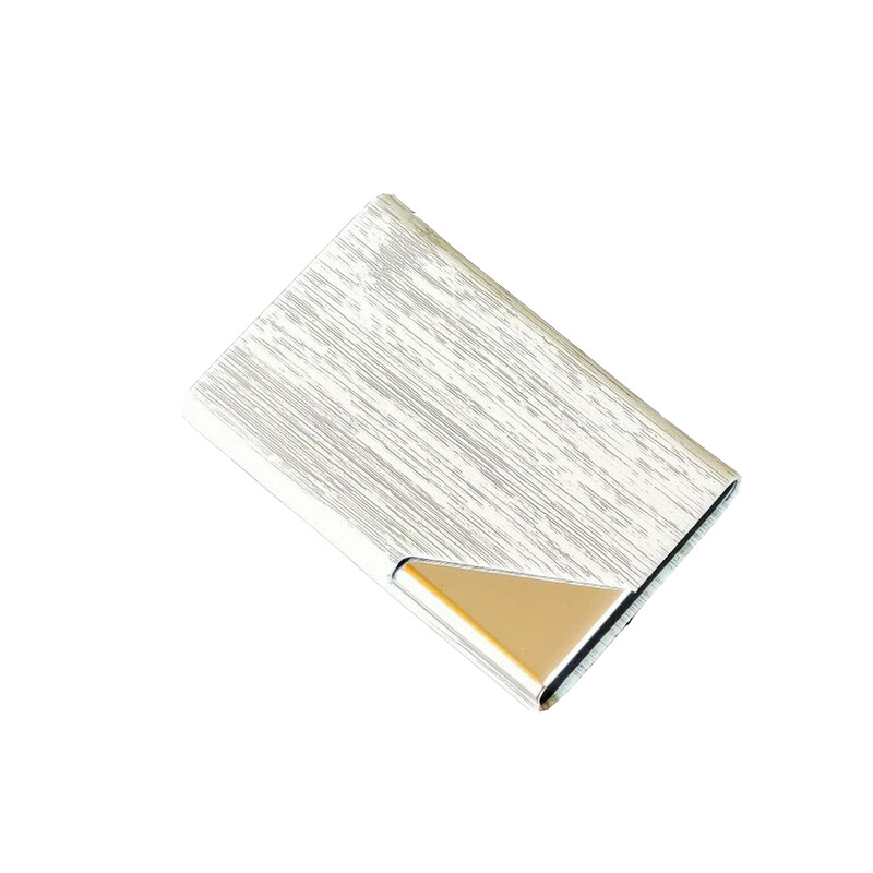 1 бр. Модна кутия за визитки с дървесни зърна Pu от неръждаема стомана Поставка за визитки за мъже и жени Поставка за визитки