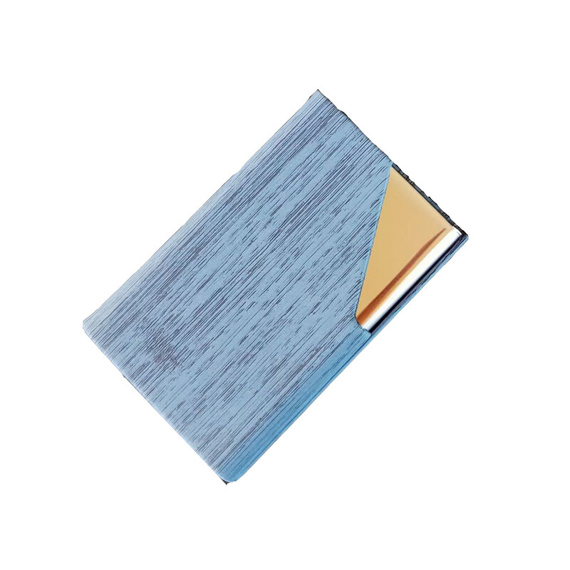 1 бр. Модна кутия за визитки с дървесни зърна Pu от неръждаема стомана Поставка за визитки за мъже и жени Поставка за визитки