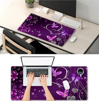 Extended Gaming Mouse Pad XXL ArtSo Large Mat Keyboard Long Mousepad Desk Αντιολισθητική λαστιχένια βάση 35,1 x 15,7 Purple Butterfly