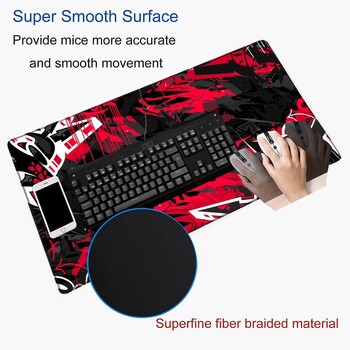 Mouse Pad Gaming Μεγάλα XXL Mouse Pads Αντιολισθητικά, λαστιχένια βάση Mousepad Πληκτρολόγιο Mouse Mat Desk Pad 31,5x11,8 ιντσών Μαύρο κόκκινο