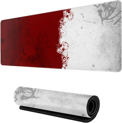 Apstraktna crvena bijela XL velika podloga za miša za stol Neklizajuća duga produžena podloga za tipkovnicu Podloga za miš Gumena stolna podloga 31,5X11,8 inča