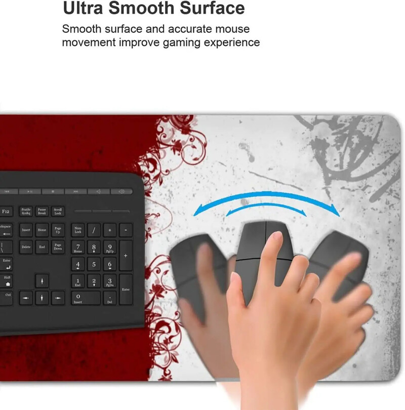 Apstraktna crvena bijela XL velika podloga za miša za stol Neklizajuća duga produžena podloga za tipkovnicu Podloga za miš Gumena stolna podloga 31,5X11,8 inča