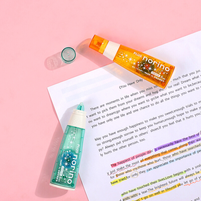 JIANWU 1buc PLUS Norino Scroll Bandă cu două fețe Instrument pentru jurnal Tip de punct Adeziv Modificare și corectare Rechizite de birou școlare