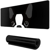 Funny Boston Terrier XL Голяма подложка за мишка за бюро Неплъзгаща се дълга удължена подложка за клавиатура Подложка за мишка Гумена подложка за маса 31,5X11,8 инча