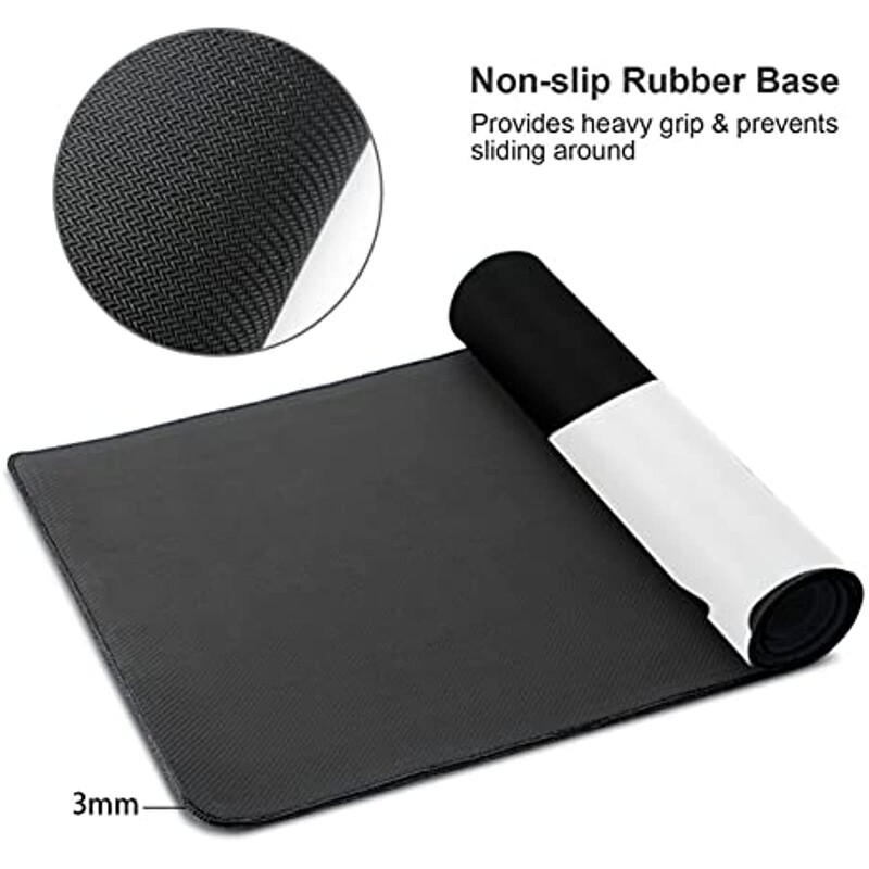 Funny Boston Terrier XL Голяма подложка за мишка за бюро Неплъзгаща се дълга удължена подложка за клавиатура Подложка за мишка Гумена подложка за маса 31,5X11,8 инча