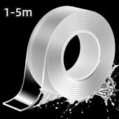 1-5m Νανοταινία Tracsless Ταινία Διπλής Όψης Διαφανής Χωρίς ίχνη Επαναχρησιμοποιήσιμη Αδιάβροχη Αυτοκόλλητη Κολλητική βαρέως τύπου ταινία δύο πλευρών