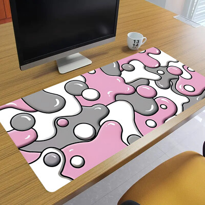 Спортна подложка за мишка Pink Bubble, 11,81 x 9,84 инча, удължена игрална подложка за мишка с 2 mm неплъзгаща се гумена основа, зашити ръбове, подходяща
