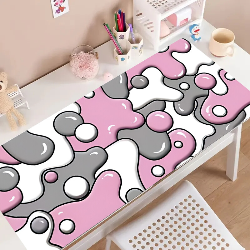 Ružičasta Bubble Sportska podloga za miša, 11,81 x 9,84 inča, produžena gaming podloga za miša s 2 mm protukliznom gumenom podlogom sa prošivenim rubovima, prikladna