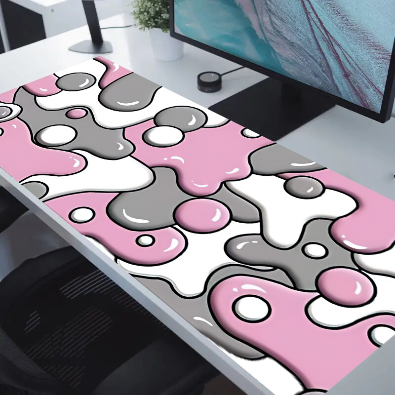 Ružičasta Bubble Sportska podloga za miša, 11,81 x 9,84 inča, produžena gaming podloga za miša s 2 mm protukliznom gumenom podlogom sa prošivenim rubovima, prikladna