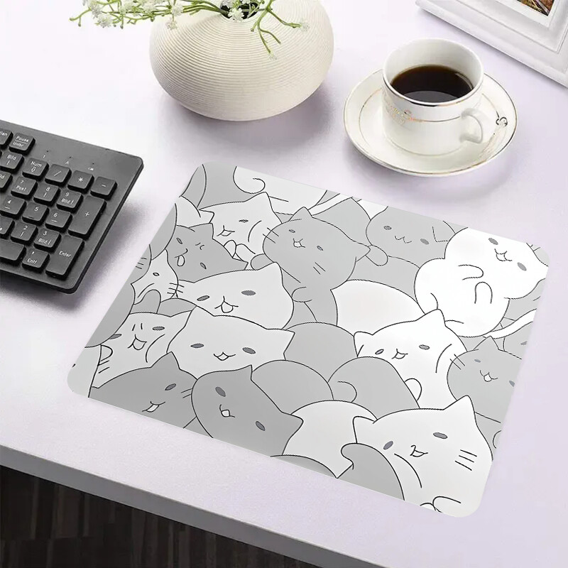 Сладка сива котешка подложка за маса Преносима неплъзгаща се подложка за мишка Абстрактни аксесоари за животни Настолна игра Офис аксесоари Подложка за мишка Подходяща