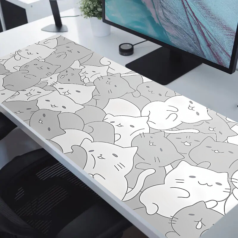 Сладка сива котешка подложка за маса Преносима неплъзгаща се подложка за мишка Абстрактни аксесоари за животни Настолна игра Офис аксесоари Подложка за мишка Подходяща
