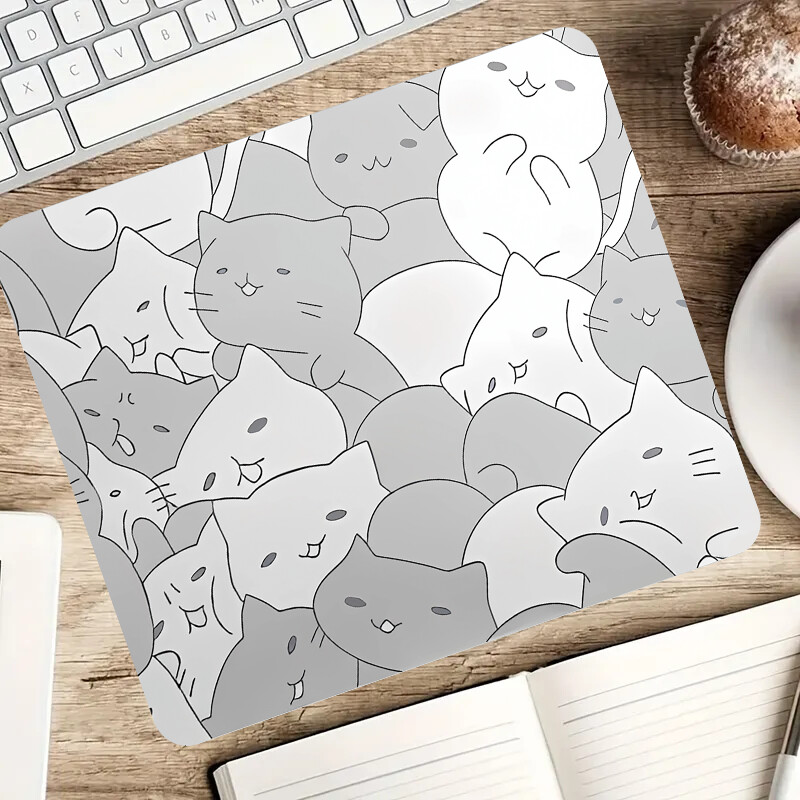Сладка сива котешка подложка за маса Преносима неплъзгаща се подложка за мишка Абстрактни аксесоари за животни Настолна игра Офис аксесоари Подложка за мишка Подходяща