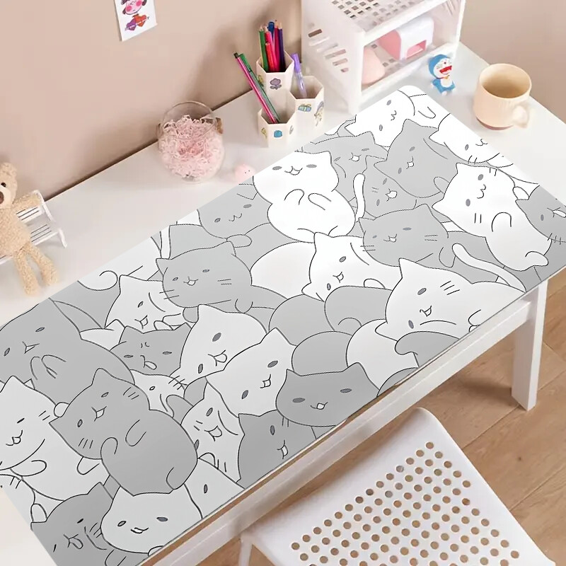 Сладка сива котешка подложка за маса Преносима неплъзгаща се подложка за мишка Абстрактни аксесоари за животни Настолна игра Офис аксесоари Подложка за мишка Подходяща