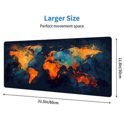 Mängu hiirematt World Map, suur libisemiskindel matt sileda kangapinnaga, ideaalne kontoris, kodus ja mängudes kasutamiseks