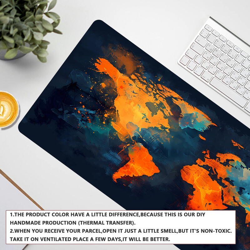 Mängu hiirematt World Map, suur libisemiskindel matt sileda kangapinnaga, ideaalne kontoris, kodus ja mängudes kasutamiseks