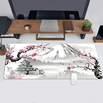 Μοτίβο Snow Mountain Plum Blossom Extended Mouse Pad Αντιολισθητικές ραμμένες άκρες Κατάλληλες για gaming, Desktop, Abstract Use Polyest