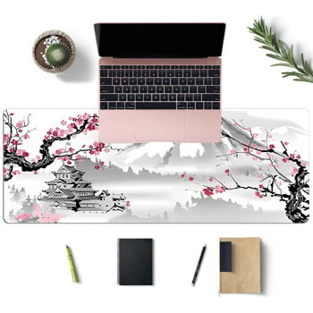 Μοτίβο Snow Mountain Plum Blossom Extended Mouse Pad Αντιολισθητικές ραμμένες άκρες Κατάλληλες για gaming, Desktop, Abstract Use Polyest