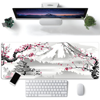 Μοτίβο Snow Mountain Plum Blossom Extended Mouse Pad Αντιολισθητικές ραμμένες άκρες Κατάλληλες για gaming, Desktop, Abstract Use Polyest