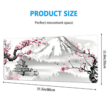 Μοτίβο Snow Mountain Plum Blossom Extended Mouse Pad Αντιολισθητικές ραμμένες άκρες Κατάλληλες για gaming, Desktop, Abstract Use Polyest