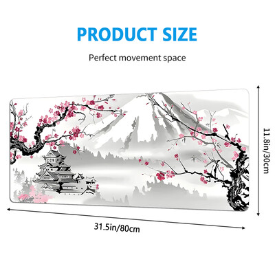 Snow Mountain Plum Blossom Pattern Mouse Pad extins Margini cusute anti-alunecare potrivite pentru jocuri, desktop, uz abstract Poliest