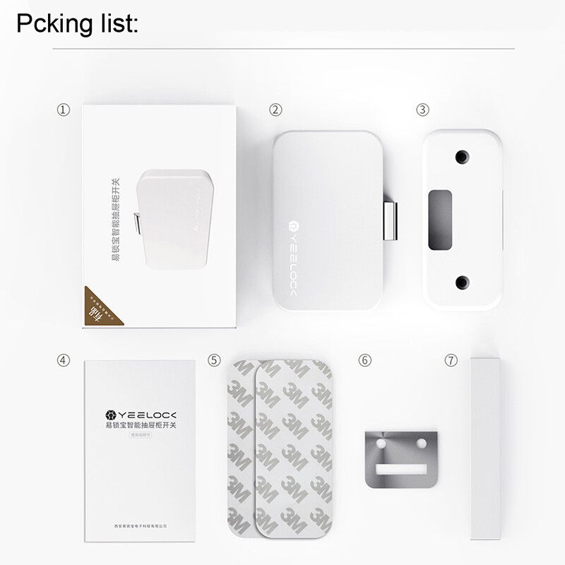 Оригинален Youpin YEELOCK Smart Drawer Cabinet Lock Безключово Bluetooth-съвместимо Smart APP Unlock Anti-Theft Child Security