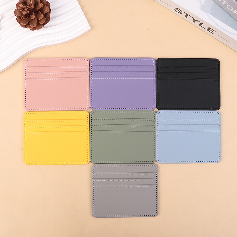 Mini portofel din piele ultra-subțire 4 sloturi Suport card Slim Bank Suport card de credit pentru bărbați husă de identitate mică pentru femei Poșeta