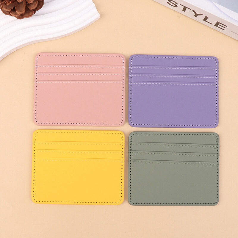 Mini portofel din piele ultra-subțire 4 sloturi Suport card Slim Bank Suport card de credit pentru bărbați husă de identitate mică pentru femei Poșeta