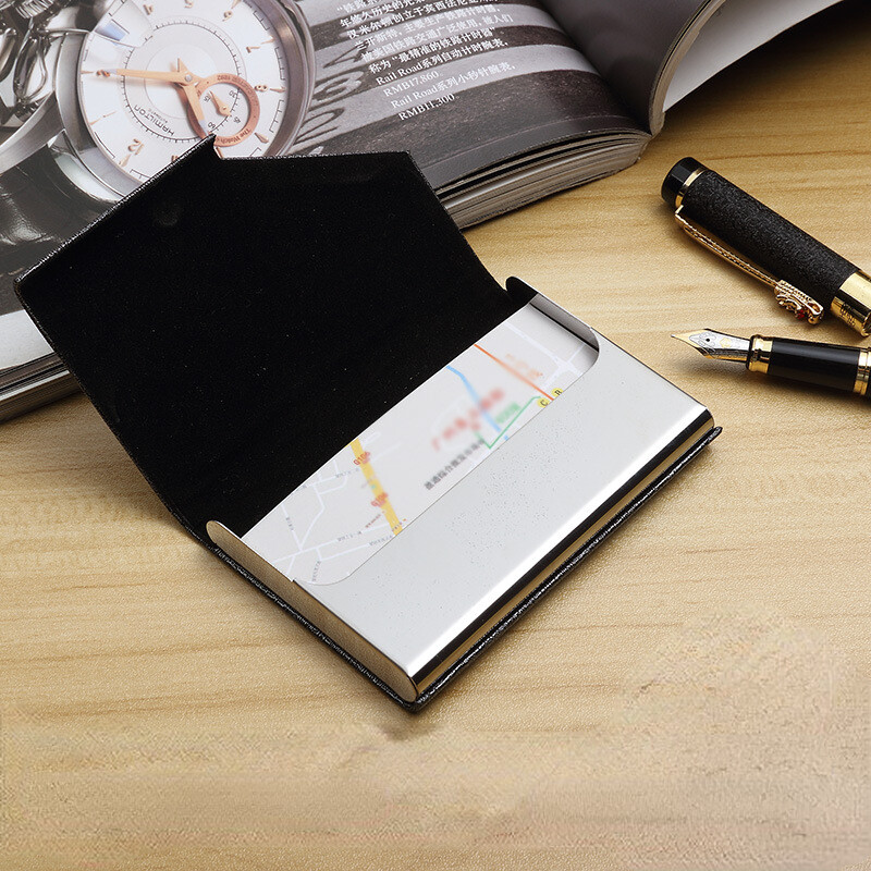 Držač posjetnica s magnetskom PU kožnom torbicom za posjetnice od nehrđajućeg čelika Torbica za posjetnice s imenima za muškarce Žene Ured za kartu