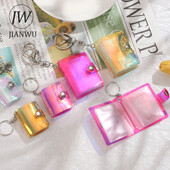 JIANWU лазерен седемцветен мини фотоалбум 1/2 инча джобни папки с бутон за щракане Творчески Направи си сам ученически консумативи Канцеларски материали