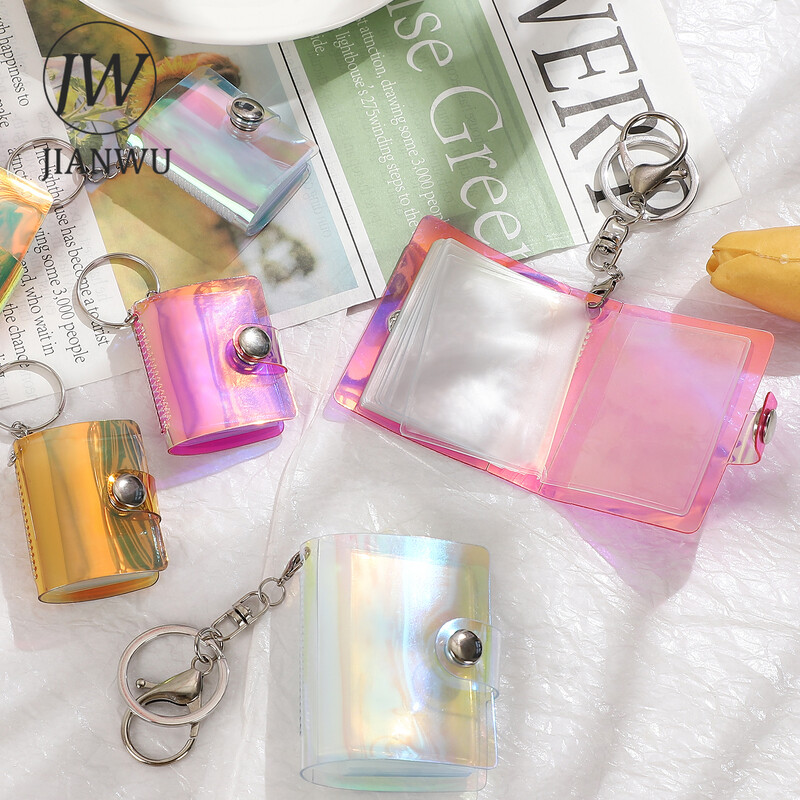 JIANWU лазерен седемцветен мини фотоалбум 1/2 инча джобни папки с бутон за щракане Творчески Направи си сам ученически консумативи Канцеларски материали