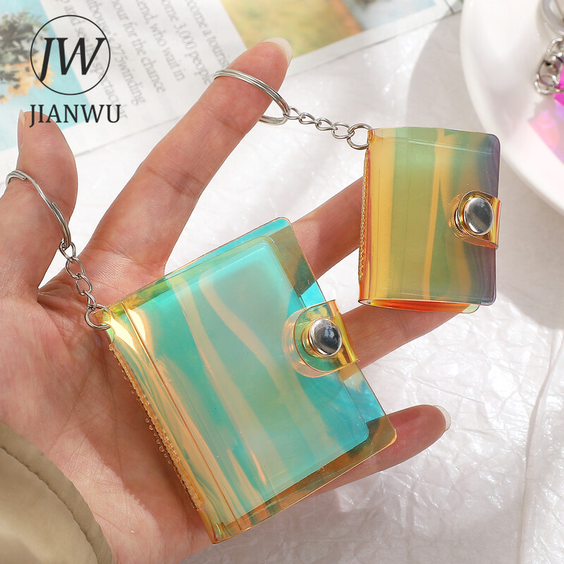 JIANWU лазерен седемцветен мини фотоалбум 1/2 инча джобни папки с бутон за щракане Творчески Направи си сам ученически консумативи Канцеларски материали