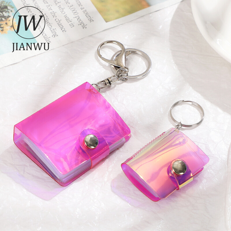 JIANWU лазерен седемцветен мини фотоалбум 1/2 инча джобни папки с бутон за щракане Творчески Направи си сам ученически консумативи Канцеларски материали