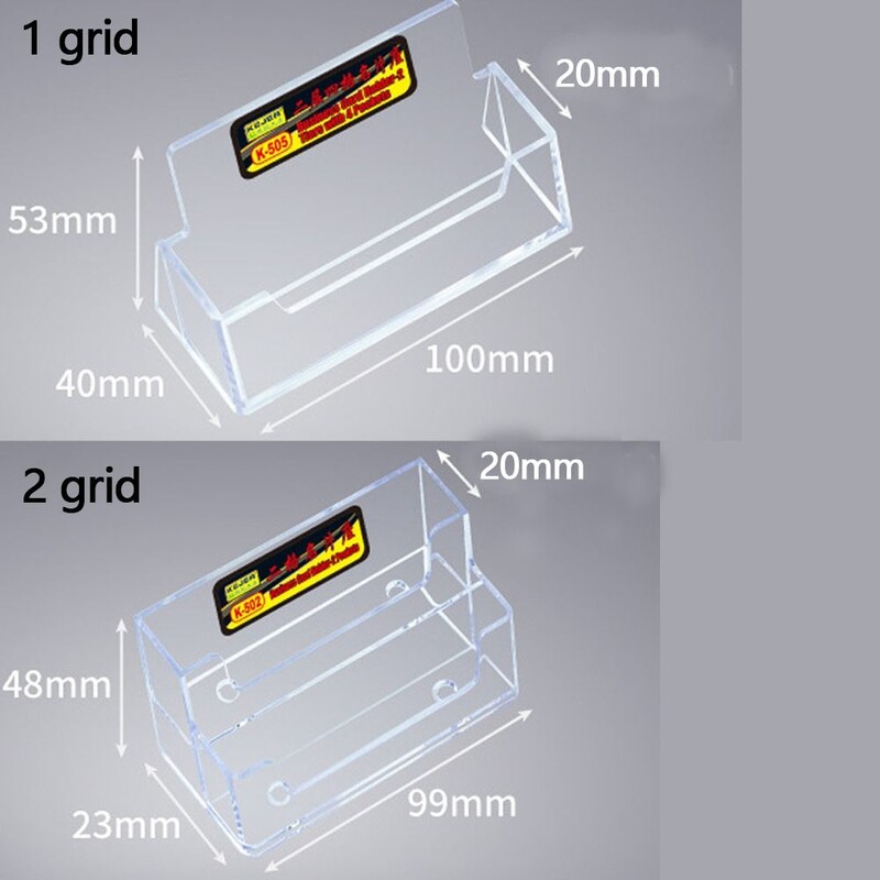 Skaidrus darbalaukio lentynos dėžutės vizitinių kortelių dėklas, skirtas biuro plastikiniam skaidriam laikymo stendui