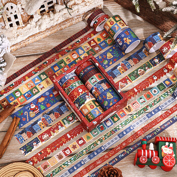 6/12Rolls Christmas Washi Tape Set Xmas Decorative Scrapbooking Santa Claus Tape Διακοσμητικές αυτοκόλλητες ταινίες κάλυψης