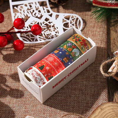 6/12 ролки Коледни ленти за уаши Комплект коледни декоративни скрапбукинг ленти за Дядо Коледа Декоративни маскиращи самозалепващи ленти