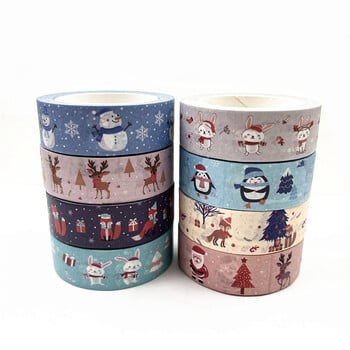 1 ΤΕΜ Χριστουγεννιάτικες ταινίες Washi Snowflake Reindeer Stripes Kawaii Masking Tapes Αυτοκόλλητα Χαρτικά Σχολικά είδη Scrapbooking