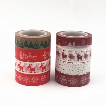 1 ΤΕΜ Χριστουγεννιάτικες ταινίες Washi Snowflake Reindeer Stripes Kawaii Masking Tapes Αυτοκόλλητα Χαρτικά Σχολικά είδη Scrapbooking