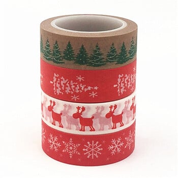 1 ΤΕΜ Χριστουγεννιάτικες ταινίες Washi Snowflake Reindeer Stripes Kawaii Masking Tapes Αυτοκόλλητα Χαρτικά Σχολικά είδη Scrapbooking