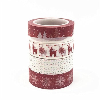 1 ΤΕΜ Χριστουγεννιάτικες ταινίες Washi Snowflake Reindeer Stripes Kawaii Masking Tapes Αυτοκόλλητα Χαρτικά Σχολικά είδη Scrapbooking