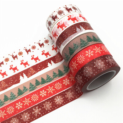 1PC Božićne Washi trake Snježne pahuljice Pruge sobova Kawaii maskirne trake Naljepnice Uredski materijal Scrapbooking Školski pribor