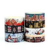 NOU 1X 10M Decor Case de Crăciun Set de bandă Washi pentru albume de albume Bandă de mascare adezivă Cute Journaling Kawaii Papelaria