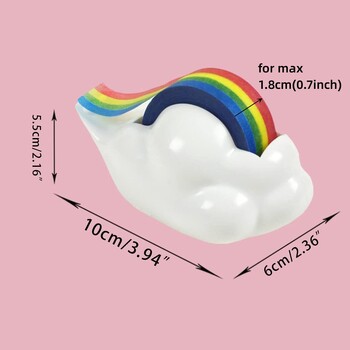 Rainbow Tape Dispenser Πλαστικός κόφτης πριονιού για Washi Tapes Maxium 18mm Επιτραπέζιο Organizer Desk Office School F7490