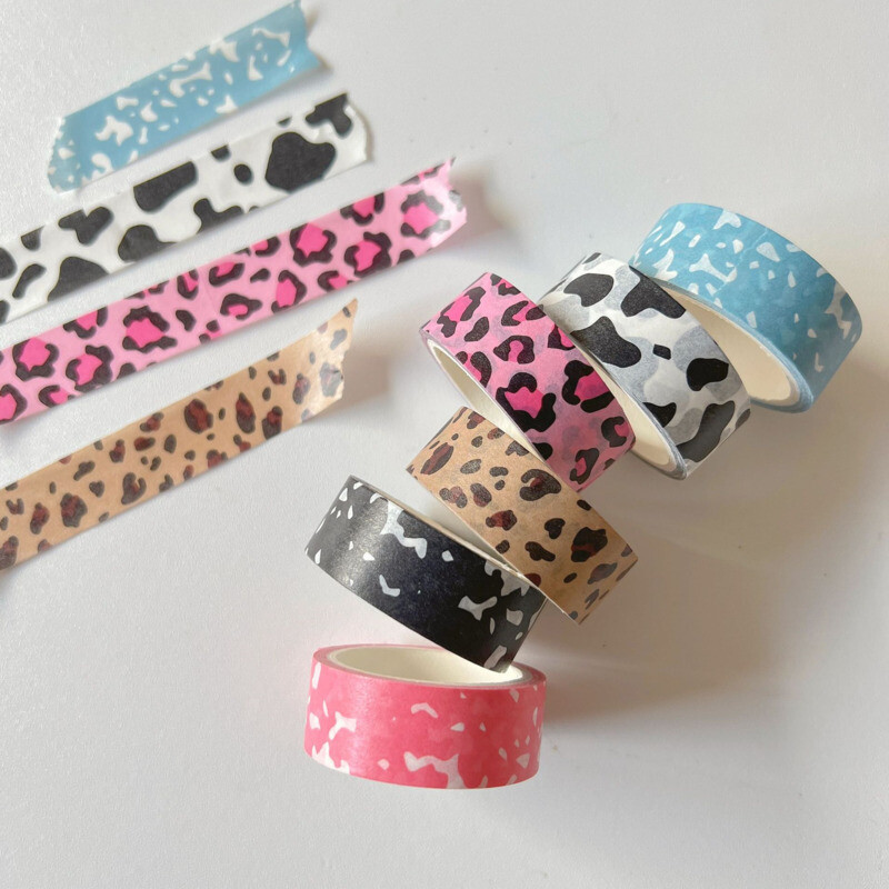 1 buc Ins Cute Milk Dunge Vaci Leopard Masking Washi Bandă decorativă cu puncte Bandă adezivă DIY Scrapbooking Etichetă autocolant Papetarie