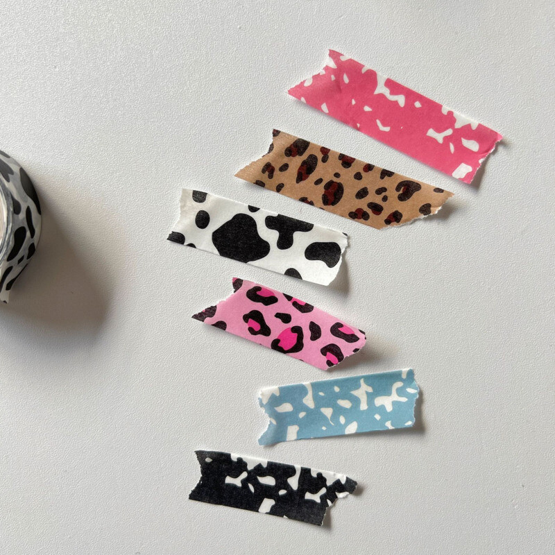 1 buc Ins Cute Milk Dunge Vaci Leopard Masking Washi Bandă decorativă cu puncte Bandă adezivă DIY Scrapbooking Etichetă autocolant Papetarie