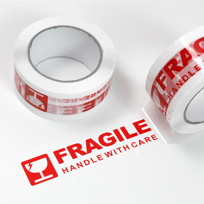 5cm Whtie Color Letter Fragile Опаковъчна самозалепваща лента за опаковъчна кутия Доставка Warp Пластмасова лента Консумативи за малък бизнес