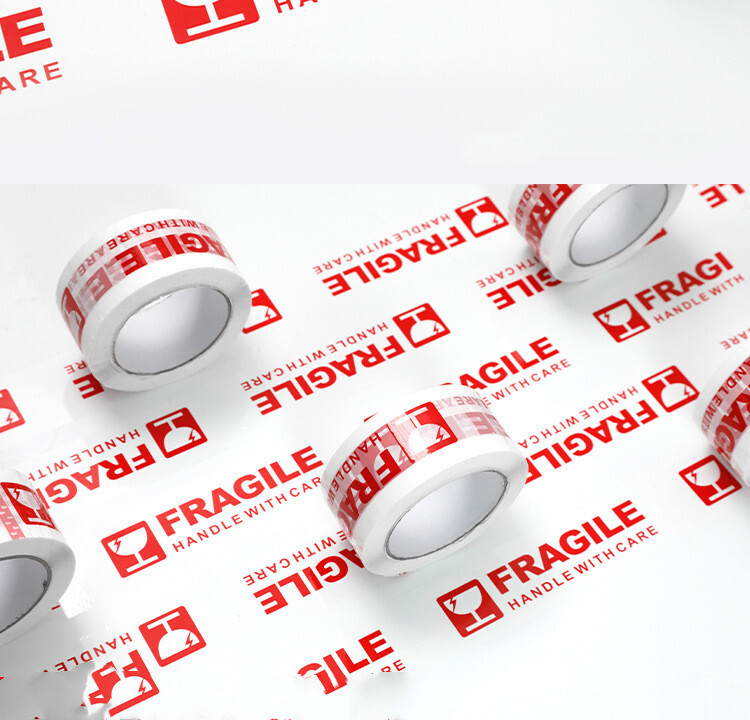 5cm Whtie Color Letter Fragile Опаковъчна самозалепваща лента за опаковъчна кутия Доставка Warp Пластмасова лента Консумативи за малък бизнес