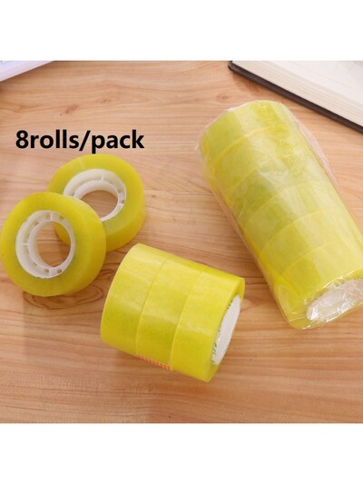 8 rola/pakiranje 1,2 cm x 30 metara prozirna ljepljiva traka žuto-bijele boje za školski uredski pribor Mala prozirna traka