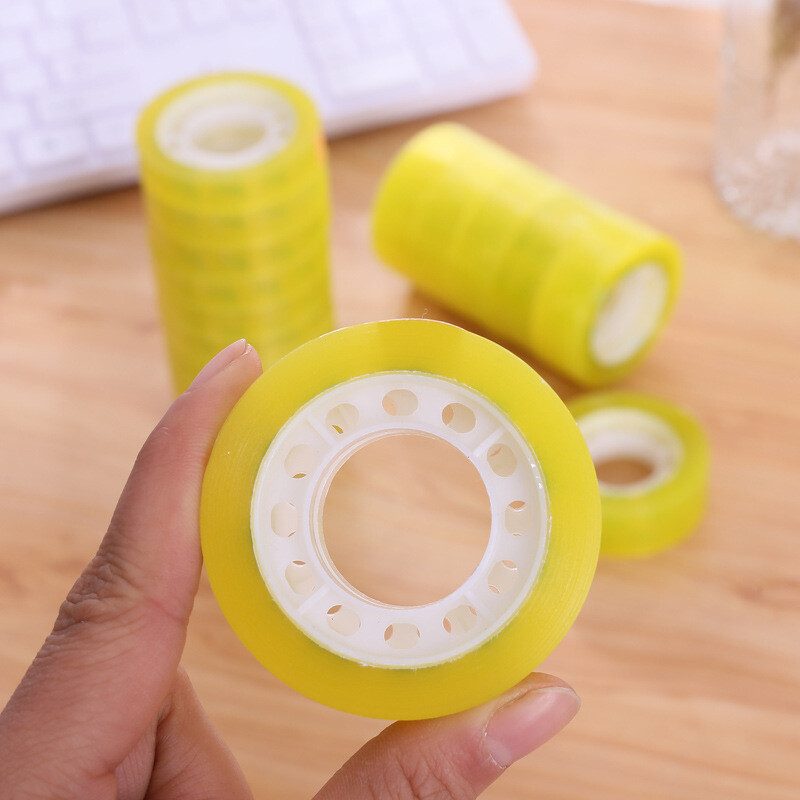 8 rola/pakiranje 1,2 cm x 30 metara prozirna ljepljiva traka žuto-bijele boje za školski uredski pribor Mala prozirna traka