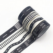 15 mm * 10 M черно-бяла форма на магистрала лента Washi лента залепваща лента Направи си сам стикер за скрапбукинг етикет маскираща лента