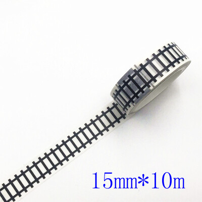 15 mm * 10 M черно-бяла форма на магистрала лента Washi лента залепваща лента Направи си сам стикер за скрапбукинг етикет маскираща лента